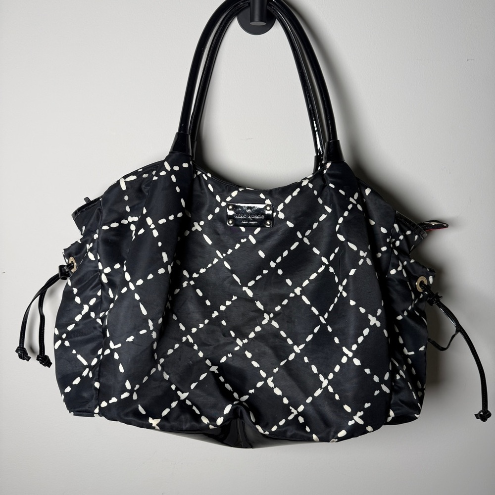 Kate Spade “Sew Be It” Stevie Bag | Black White Crosshatch
